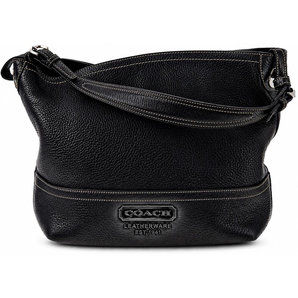 Coach Black Pebbled Leather Shoulder Satchel Hobo Bag Purse Large Handbag Y2K